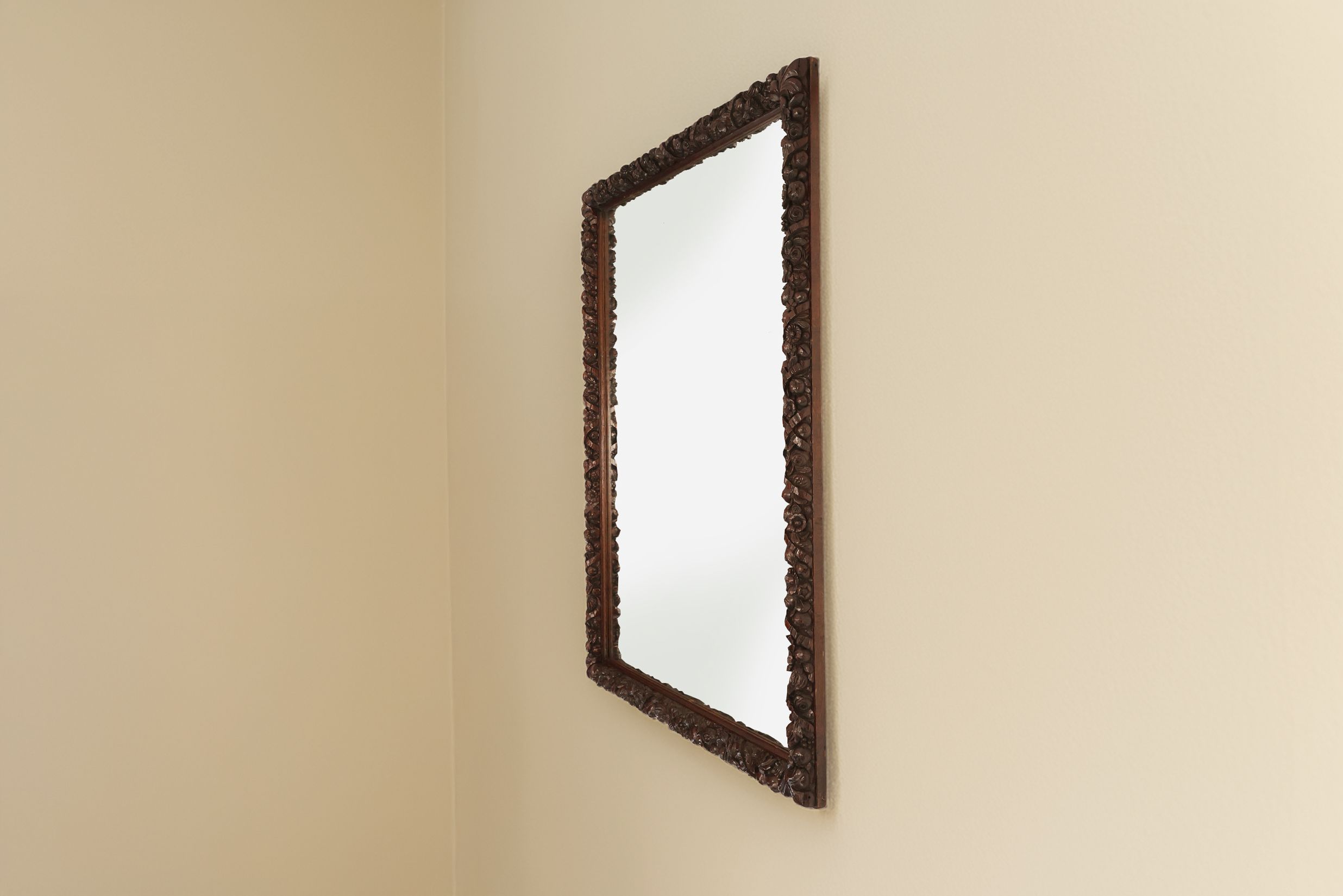 Rare large Antique Baroque or Rococo style hand carved oak mirror, France ca. 1800thumbnail